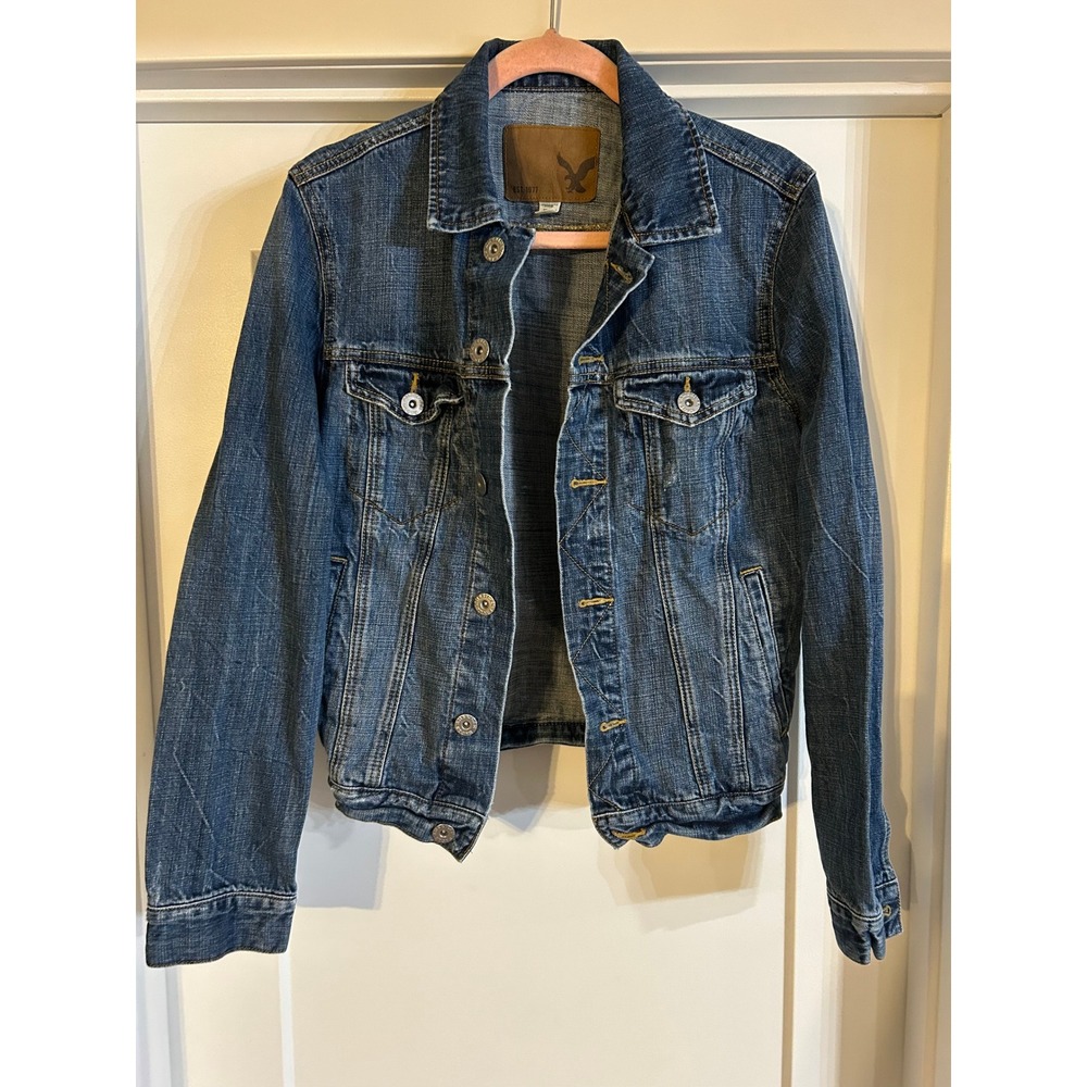 American Eagle Outfitters Denim Jean Jacket Blue Classic Fit Womens Size XS